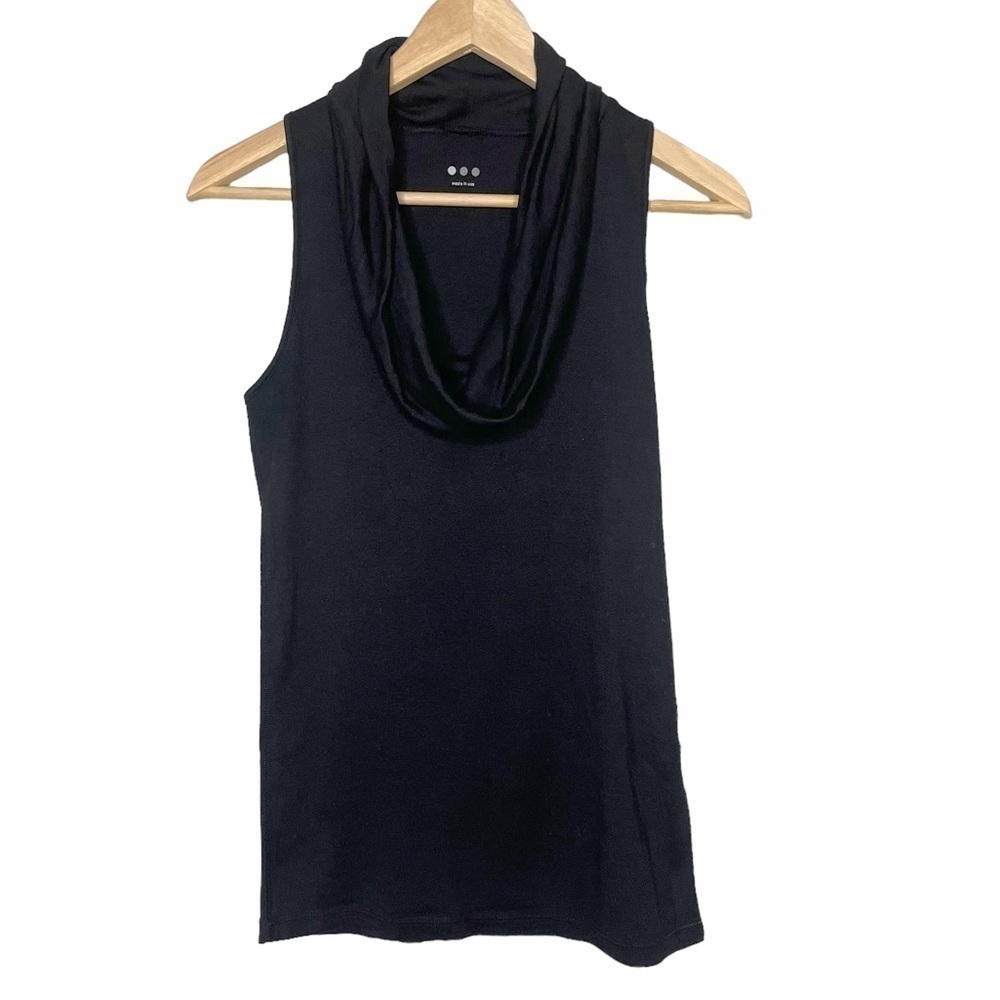 Three Dots Sleeveless Drape Cowl Neck Black Sz S